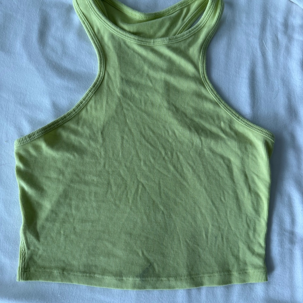 Lululemon lime green/yellow high neck cropped tank